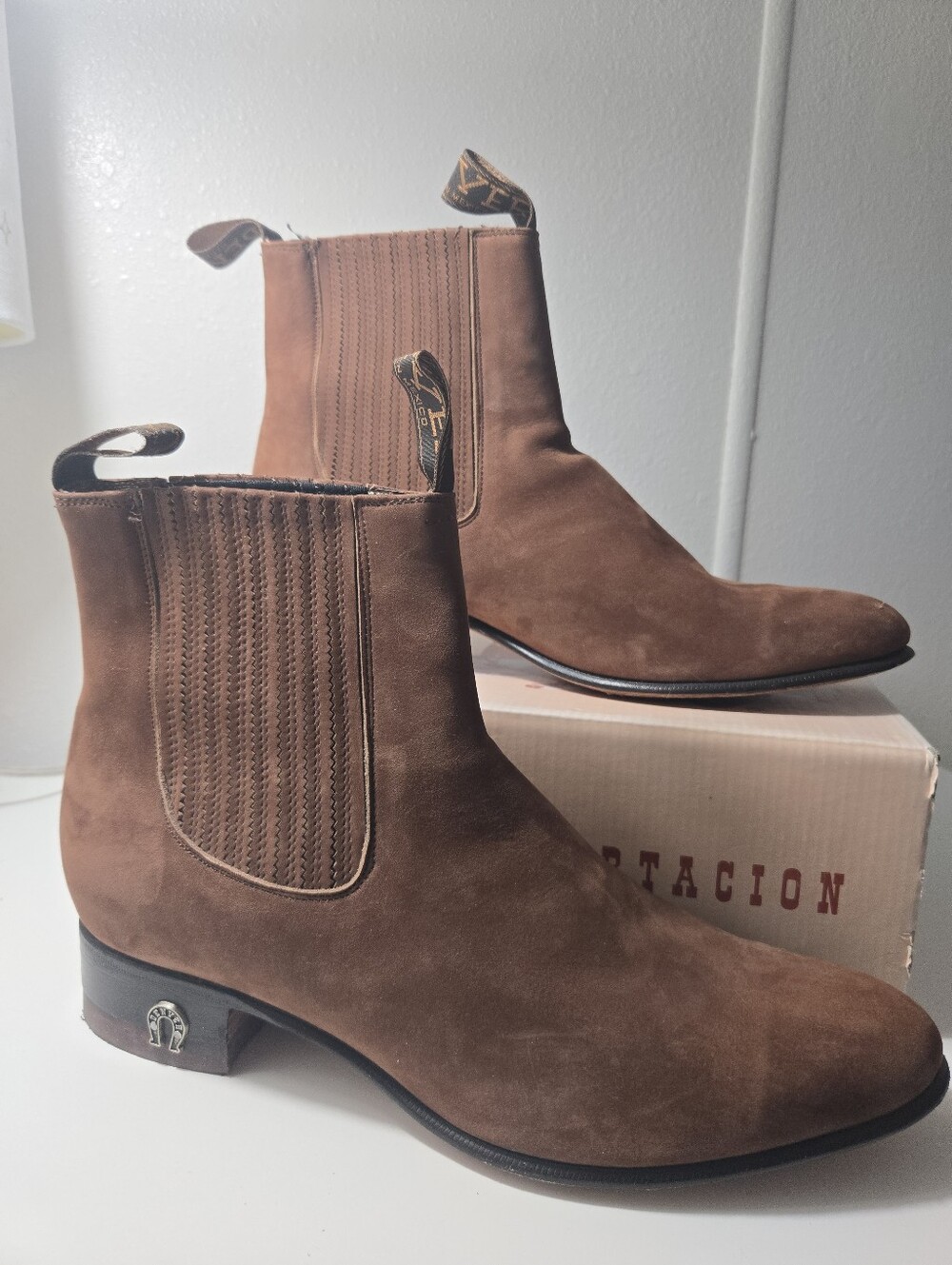 John Denver Brown Suede Chelsea Ankle Boots for Men